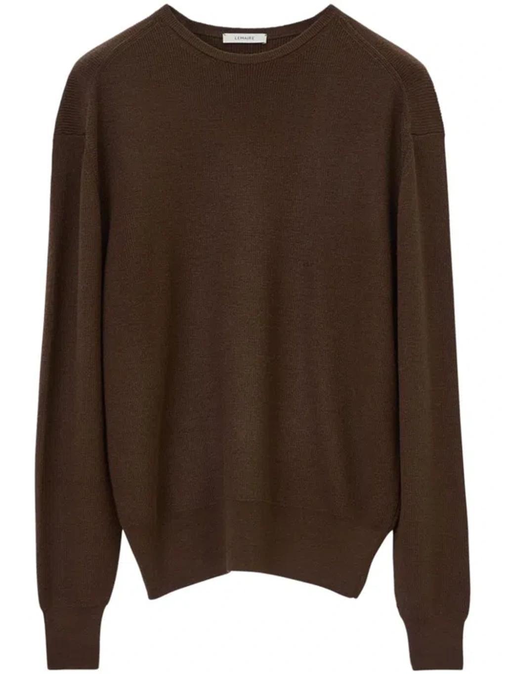 Crew-neck Rib-trim Jumper In Brown Product Image