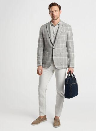 Peter Millar Mens Dunne Windowpane Soft Jacket | Color: Gale Grey | Size: 46 Product Image