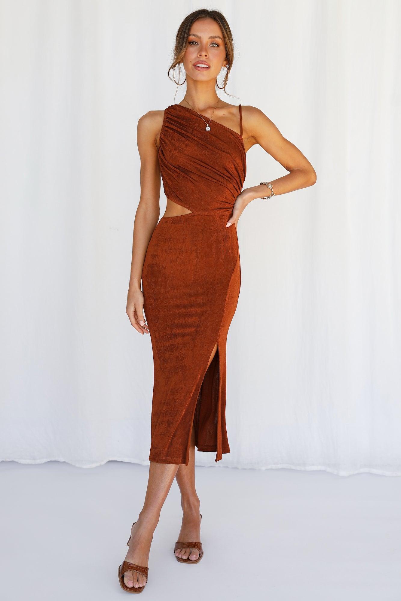 Block It Out Midi Dress Rust Product Image