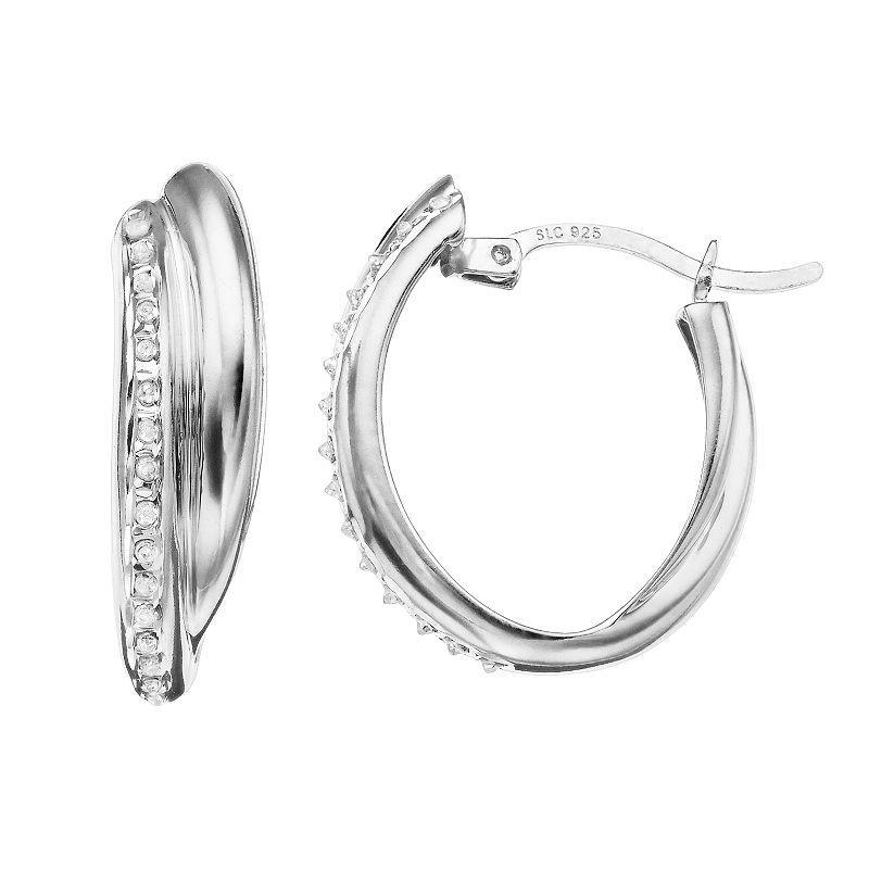 Diamond Mystique Sterling Silver Diamond Accent Double Oval Hoop Earrings, Womens, White Product Image