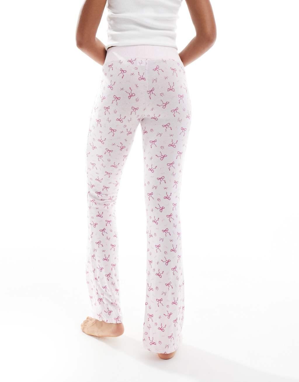 Cotton On super soft asia fit relaxed flare pajama pant in missy bows berry Product Image