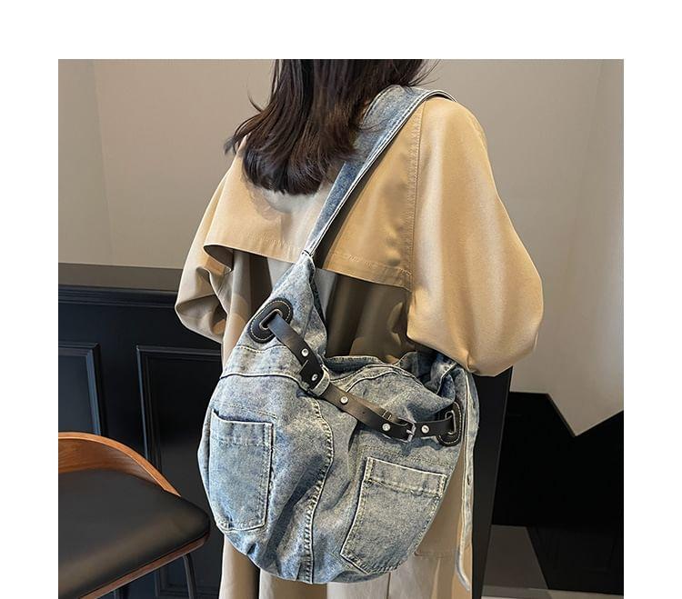 Washed Buckled Denim Crossbody Bag Product Image