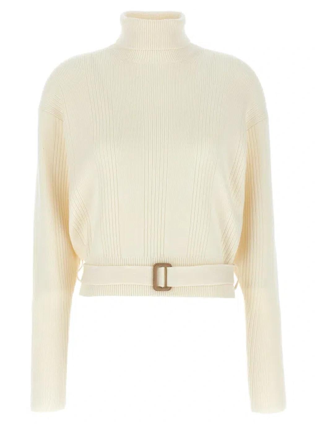 Belt Sweater Sweater, Cardigans White Product Image