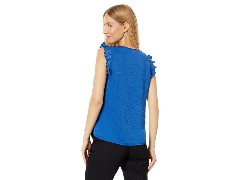 Vince Camuto V-Neck Pleated Sleeve Blouse (Sapphire ) Women's Clothing Product Image