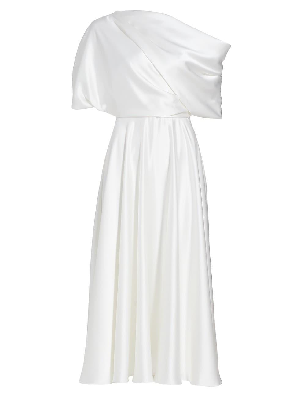 Amsale Slouch One-Shoulder Satin Cocktail Dress Product Image