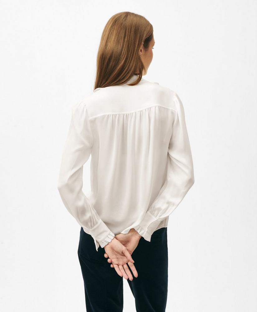 Ruffle Placket Tie-Neck Blouse in Georgette Silk Product Image