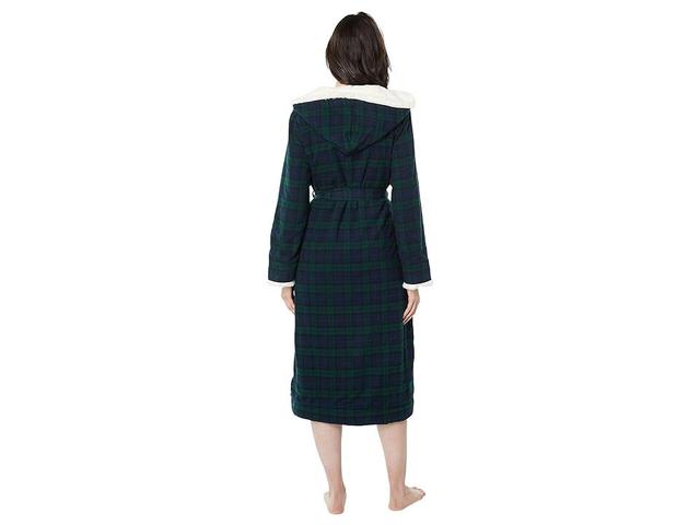 L.L.Bean Petite Scotch Plaid Flannel Sherpa Lined Long Robe Watch) Women's Robe Product Image