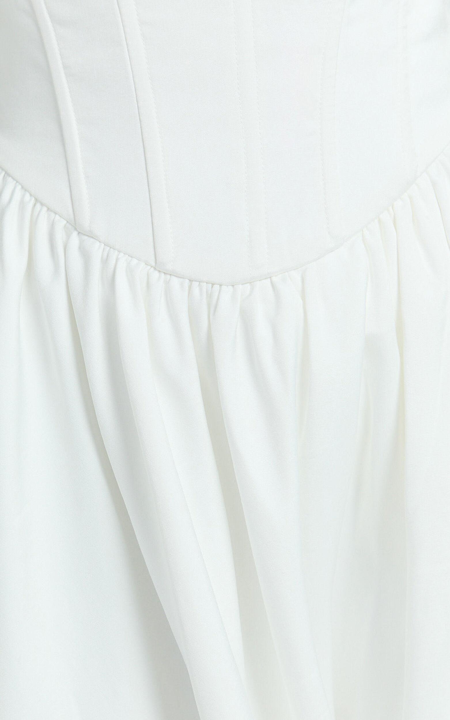 Jeannie Maxi Dress - Corset Panel High Split Dress in Off White Product Image