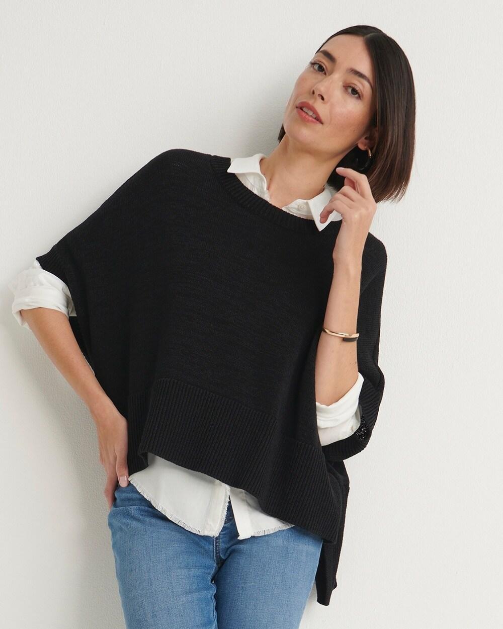 Short Sleeve Knit Poncho Product Image