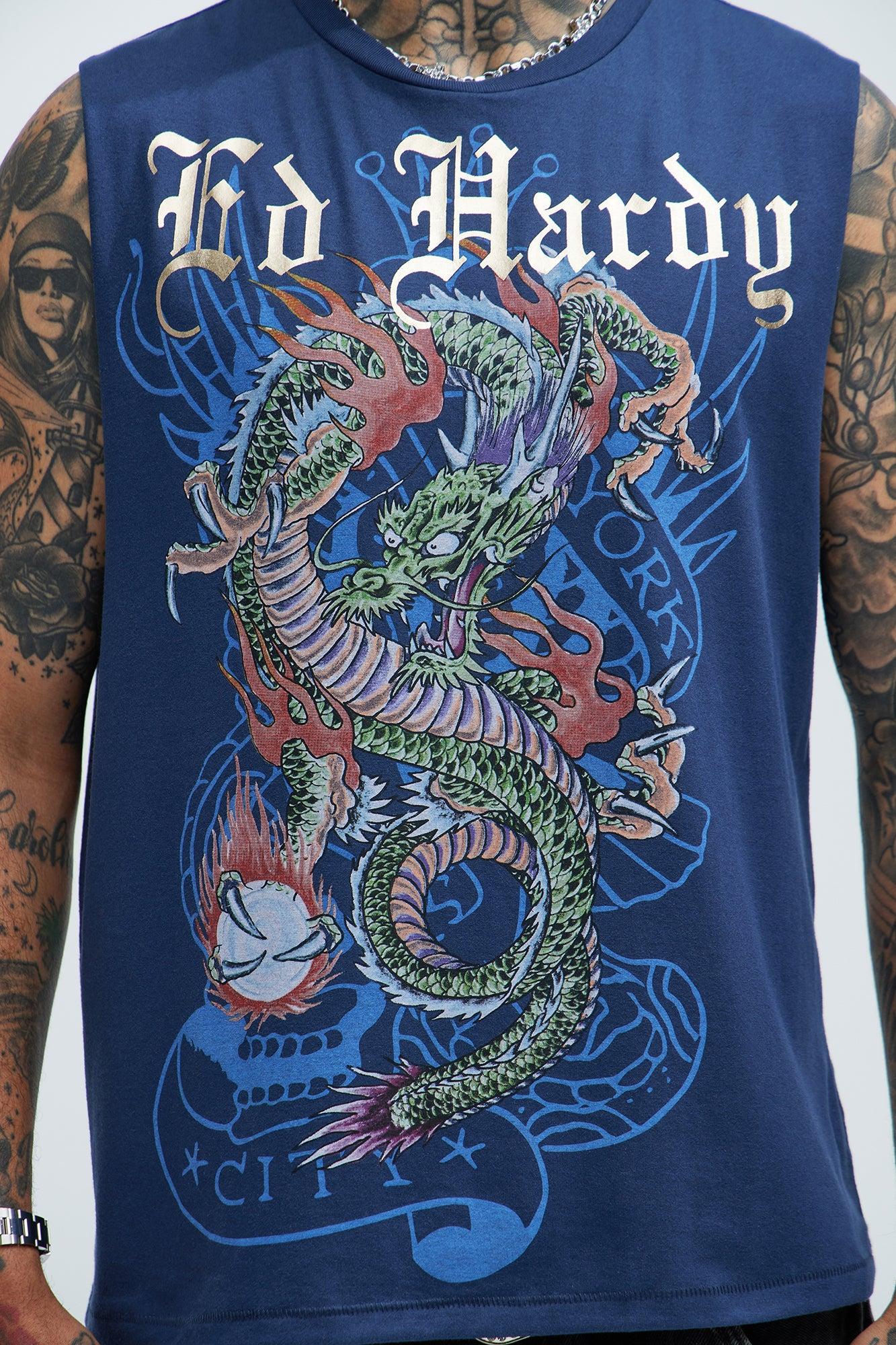 Ed Hardy Dragon Muscle Tee - Midnight Blue Product Image