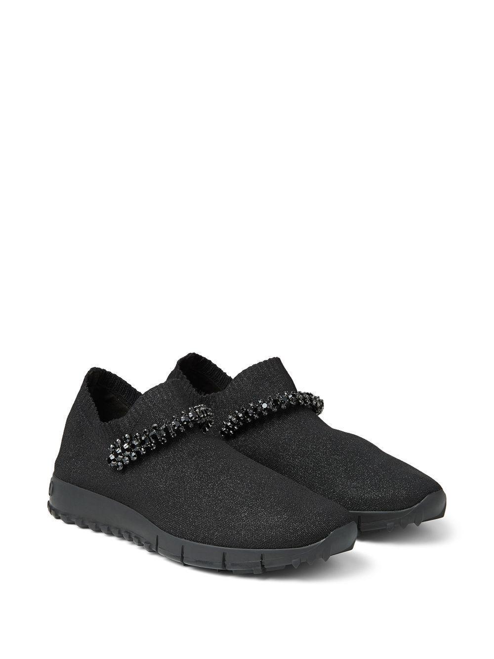 Verona Knit Crystal-strap Trainer Sneakers In Black Product Image