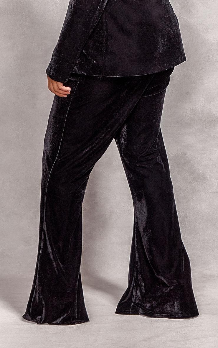 Plus Black Velvet Pintuck Detail Flared Pants Product Image