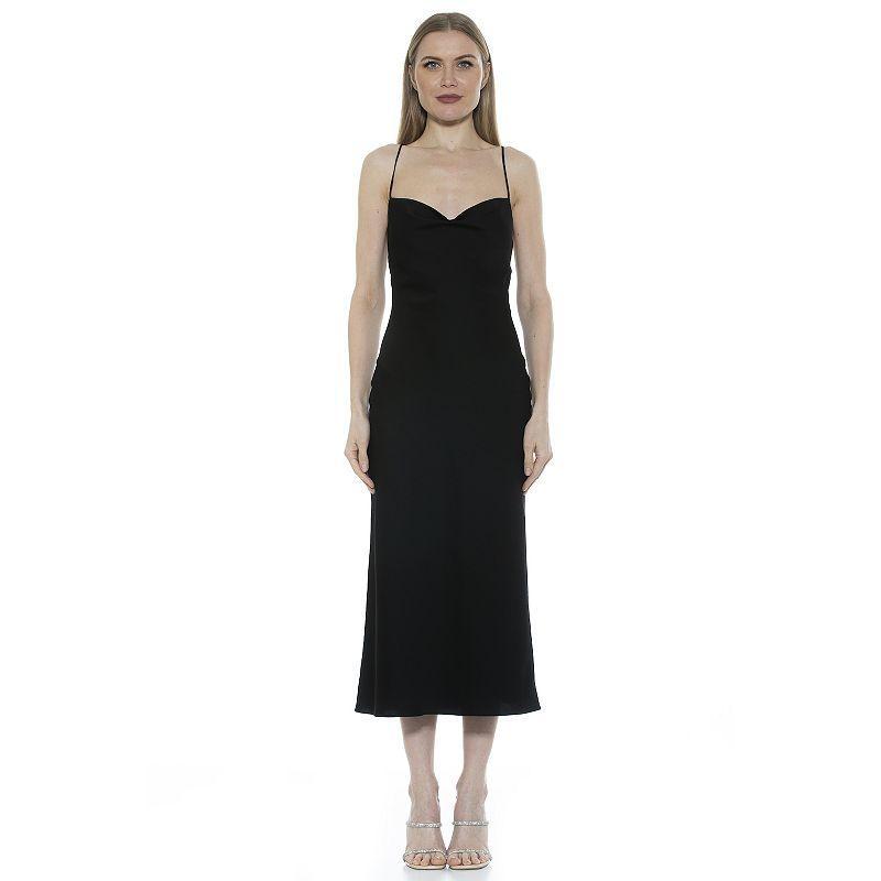 Womens ALEXIA ADMOR Dionne Draped Midi Slip Dress Product Image