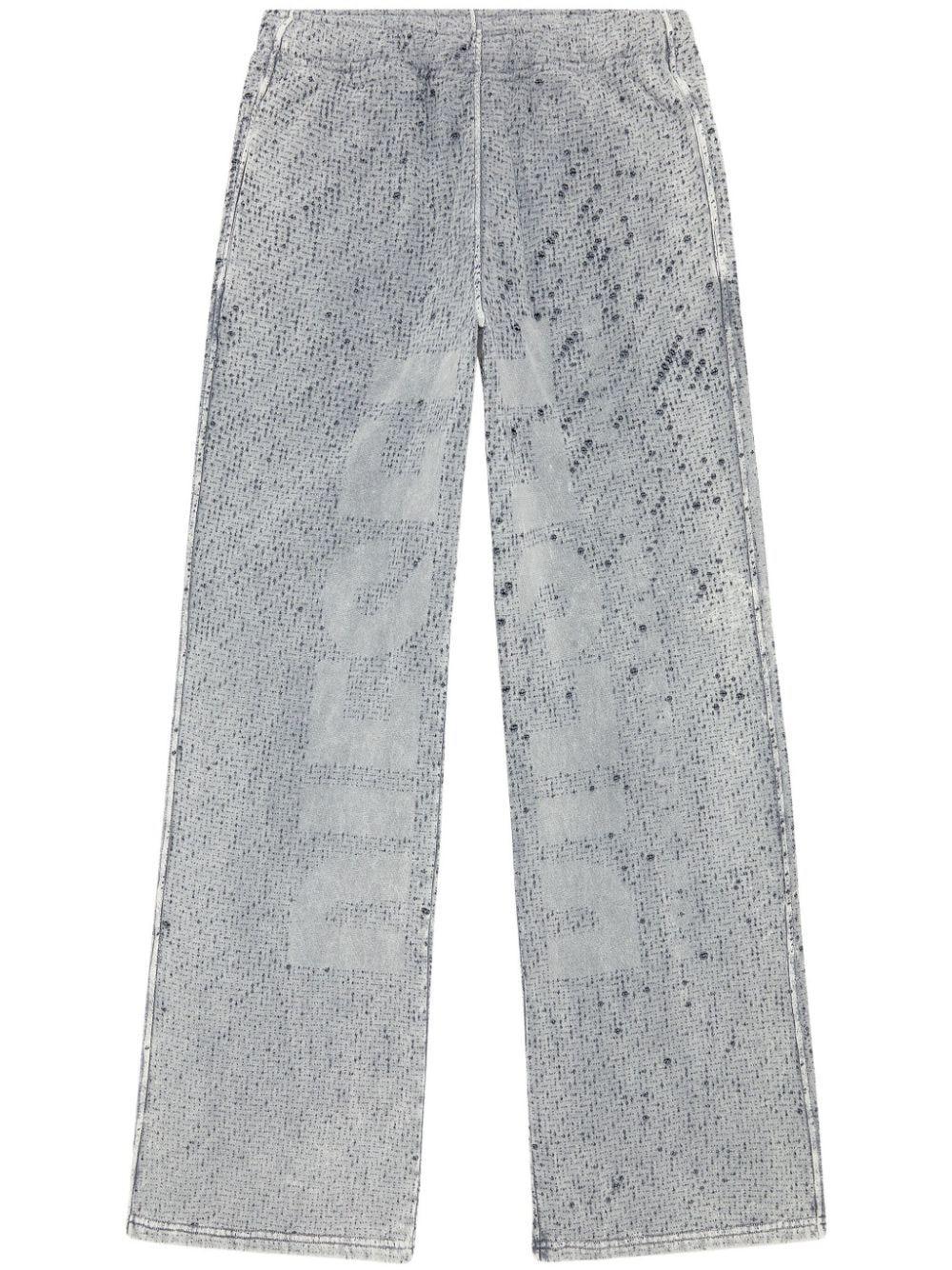 P-leo Wide-leg Cotton Track Pants In Grey Product Image