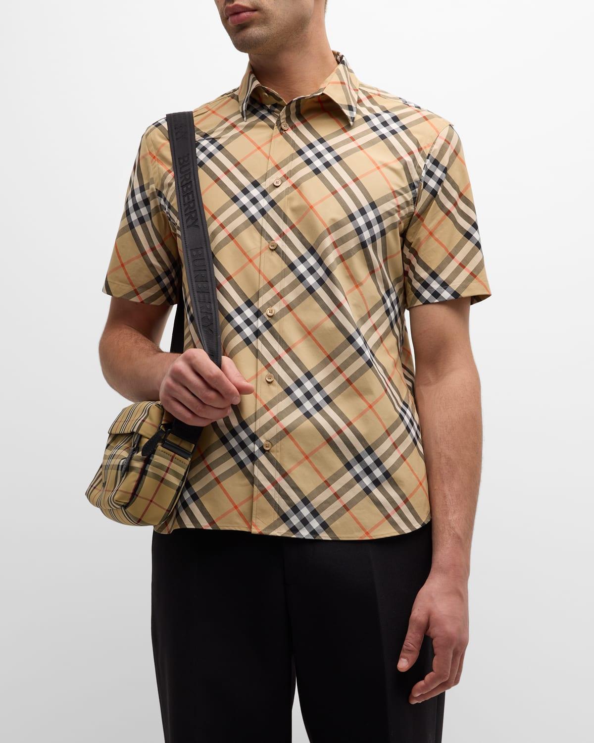 Mens Heritage Check Short-Sleeve Button-Front Shirt Product Image