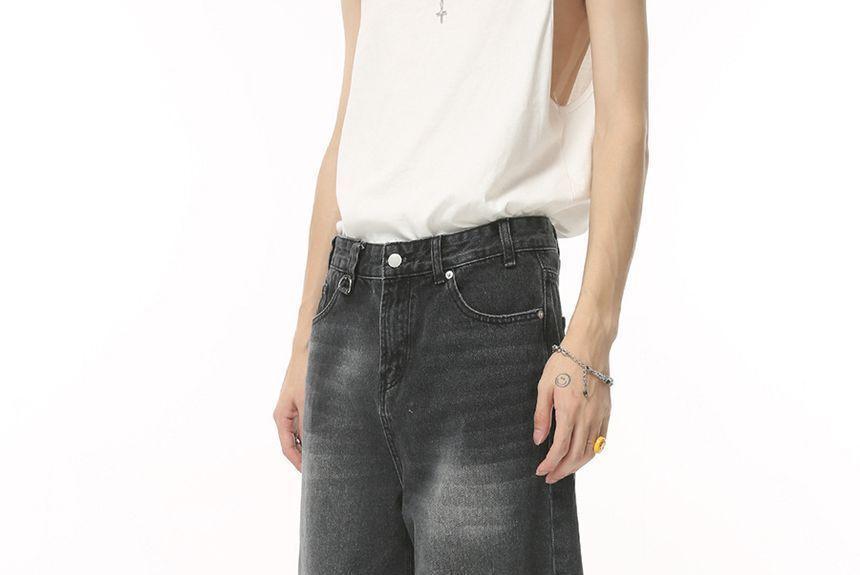 Mid Rise Washed Wide Leg Jeans Product Image