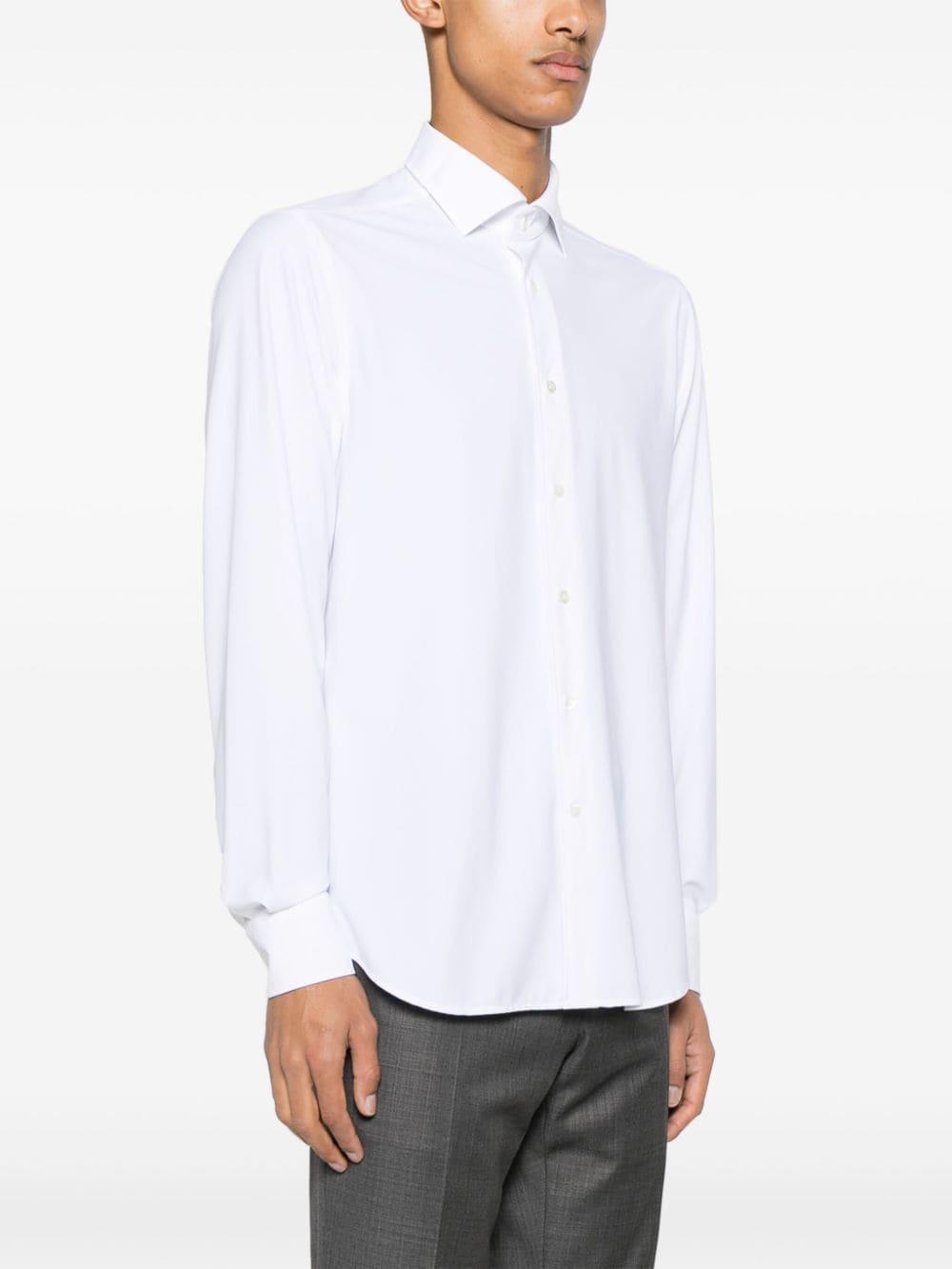 White Cutaway-collar Button-up Shirt Product Image