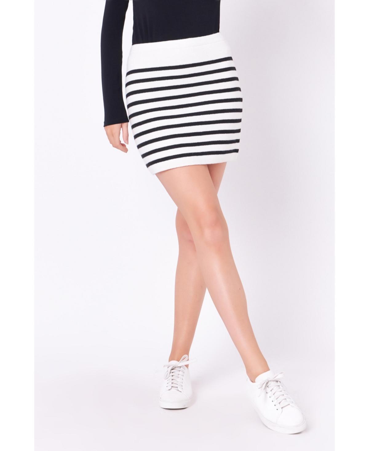 Womens Knit Striped Mini Skirt Product Image