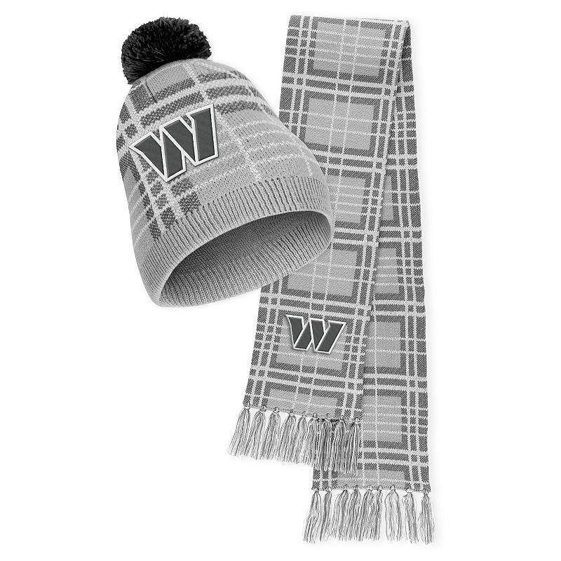 Womens WEAR by Erin Andrews Washington Commanders Plaid Knit Hat with Pom & Scarf Set Product Image