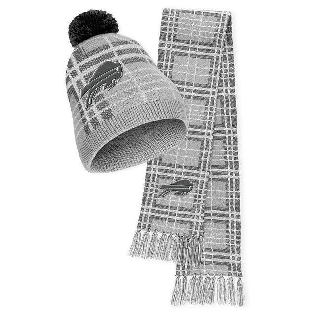 Womens WEAR by Erin Andrews Buffalo Bills Plaid Knit Hat with Pom & Scarf Set Product Image