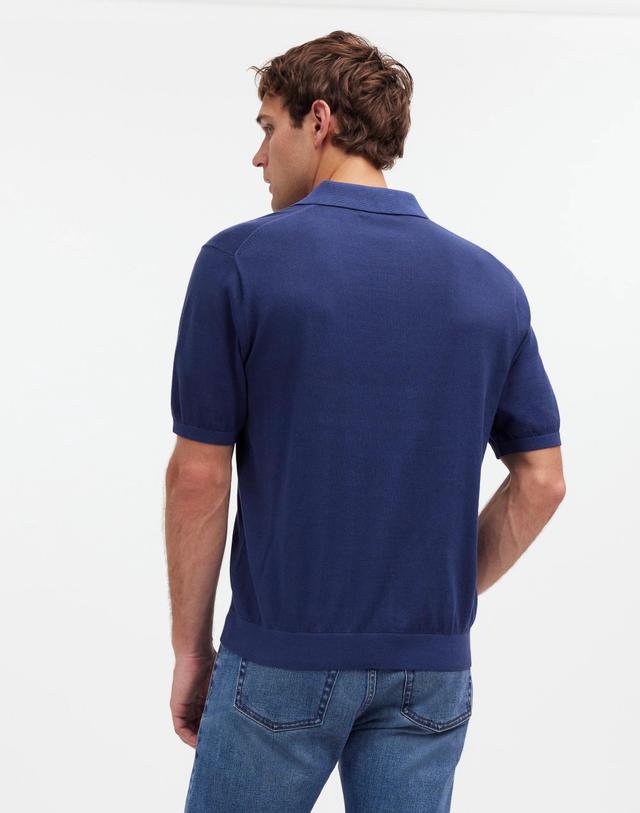 Three-Button Sweater Polo Shirt in Garment Dye Product Image