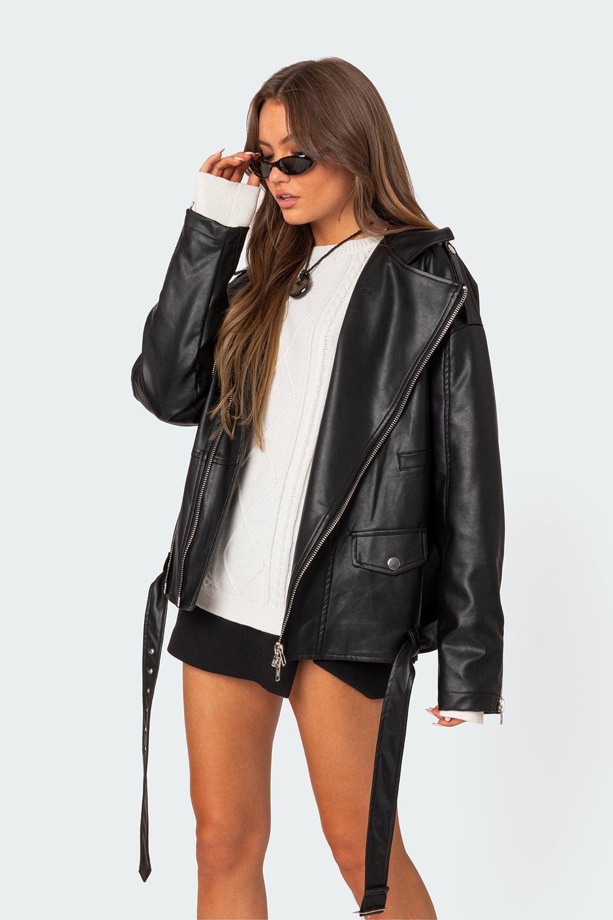 Wrenley Oversized Faux Leather Jacket Product Image