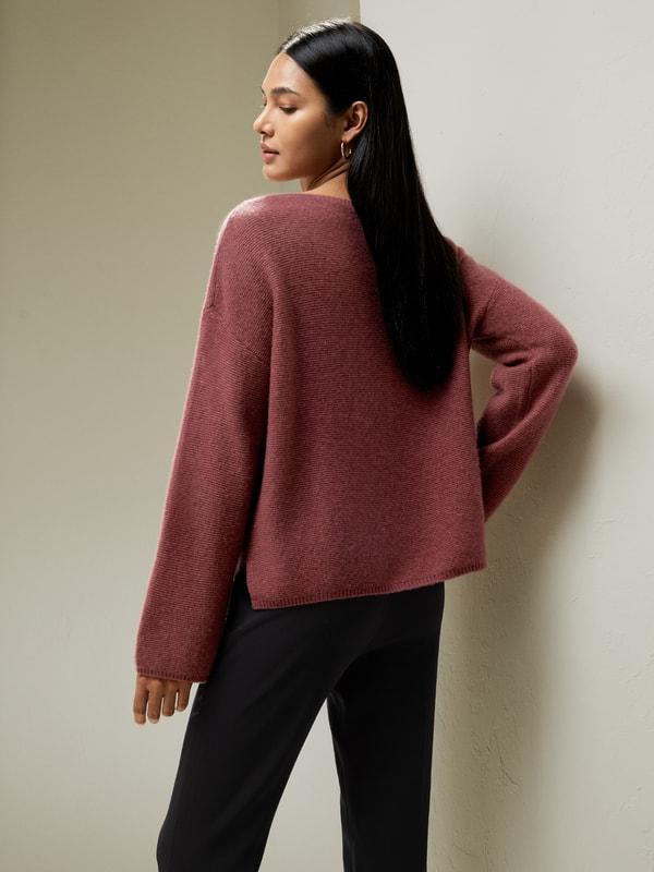 Relaxed Fit Drop-Shoulder Silk Cashmere Blend Sweatshirt Product Image