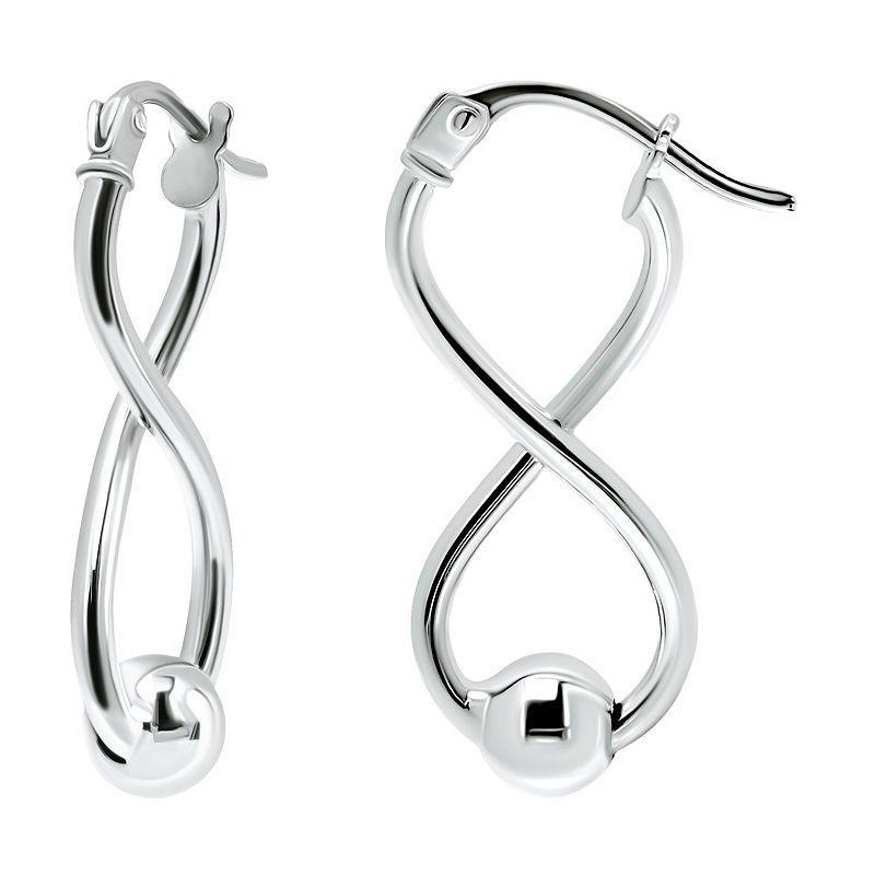 Aleure Precioso Sterling Silver Bead Infinity Earrings, Womens Product Image