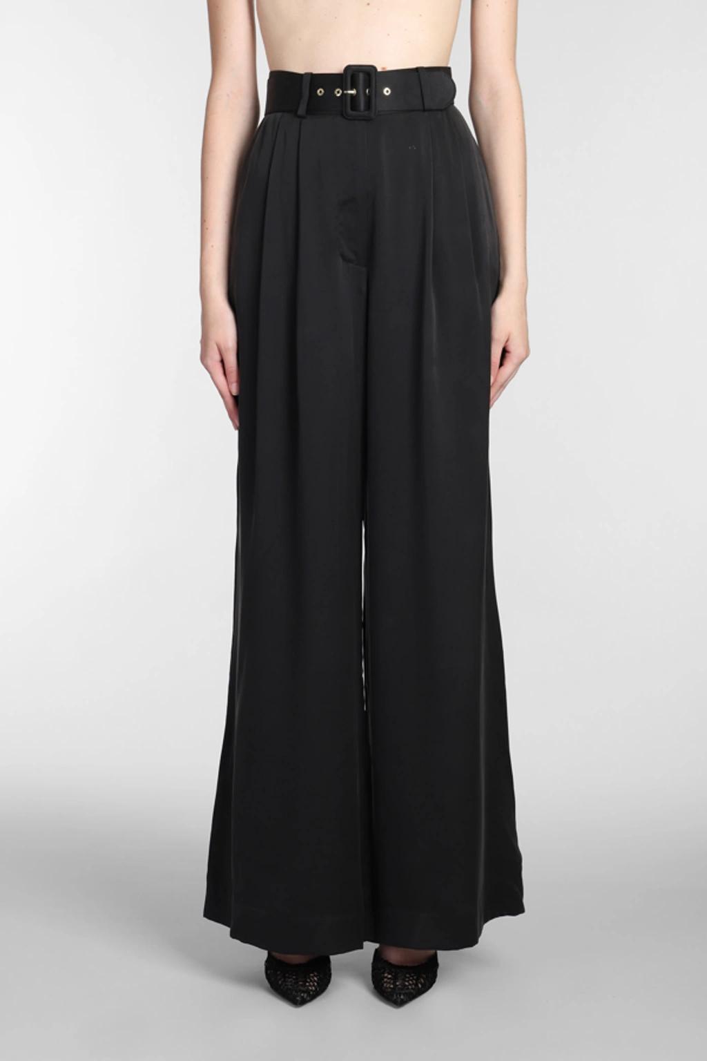 Tuck Silk Trousers In Black Product Image