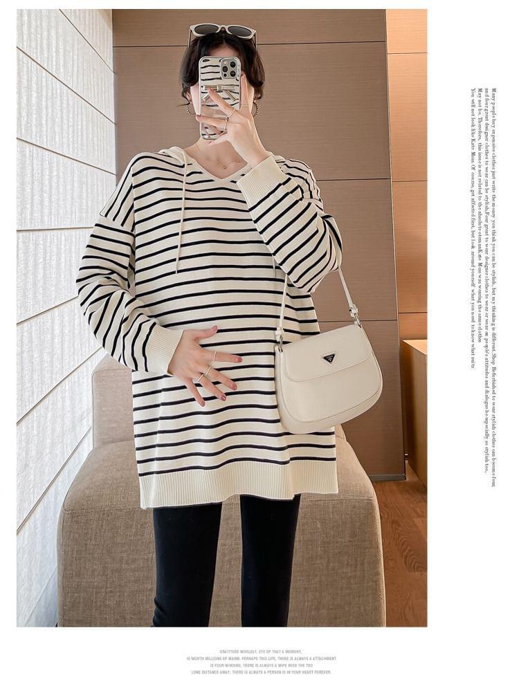 Maternity Striped Oversized Hoodie Product Image