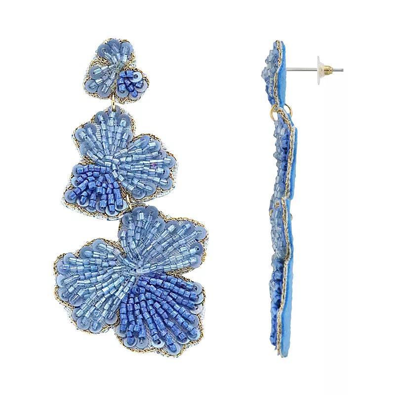 PANNEE BY PANACEA Beaded Flower Statement Drop Earrings, Womens, Blue Product Image