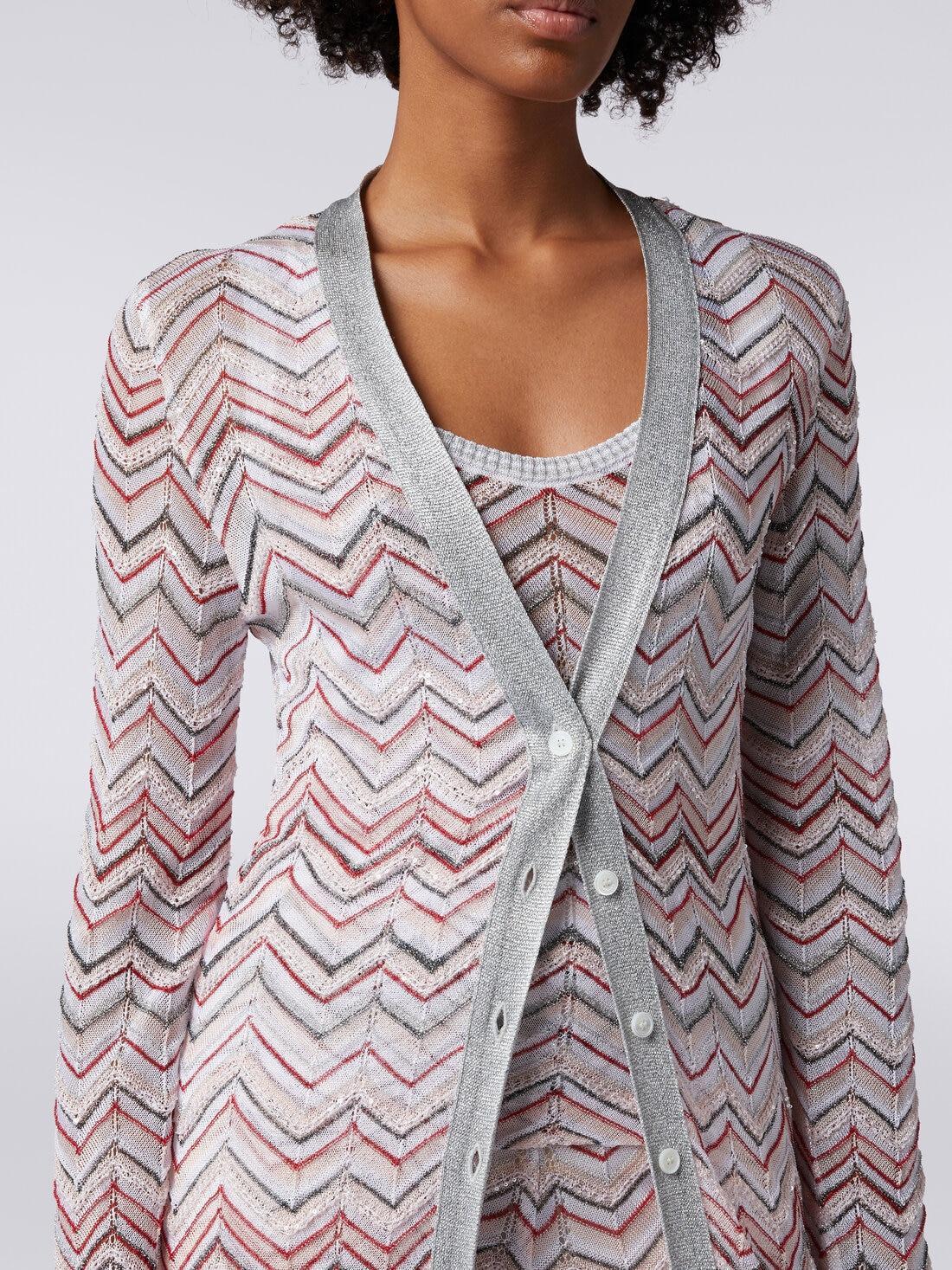 Long cardigan in zigzag knit with lurex and sequins Multicoloured | Missoni Product Image