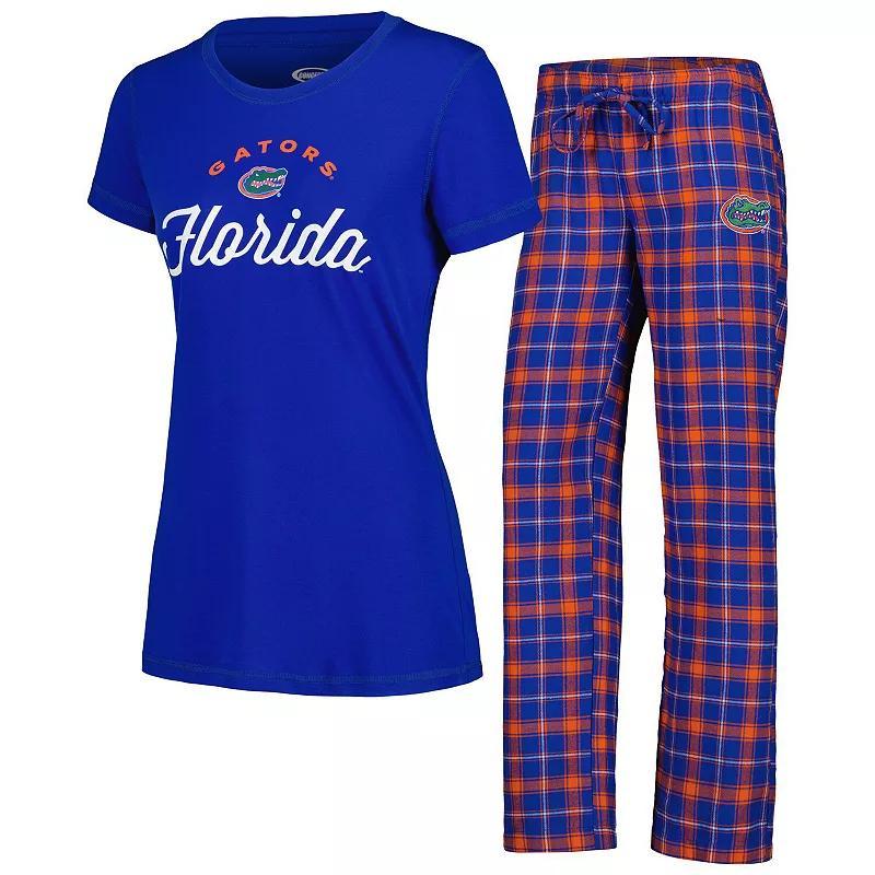 Womens Concepts Sport Royal/Orange Florida Gators Arctic T-Shirt & Flannel Pants Sleep Set Product Image