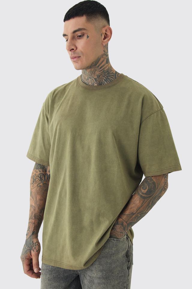 Tall Oversized Acid Wash T-shirt | boohooMAN USA Product Image