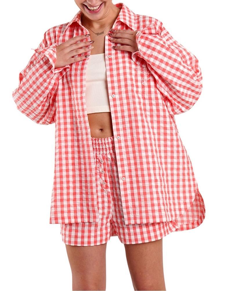 Peachaus Womens Yew Striped Ethical-Cotton Pajama Shirt Product Image