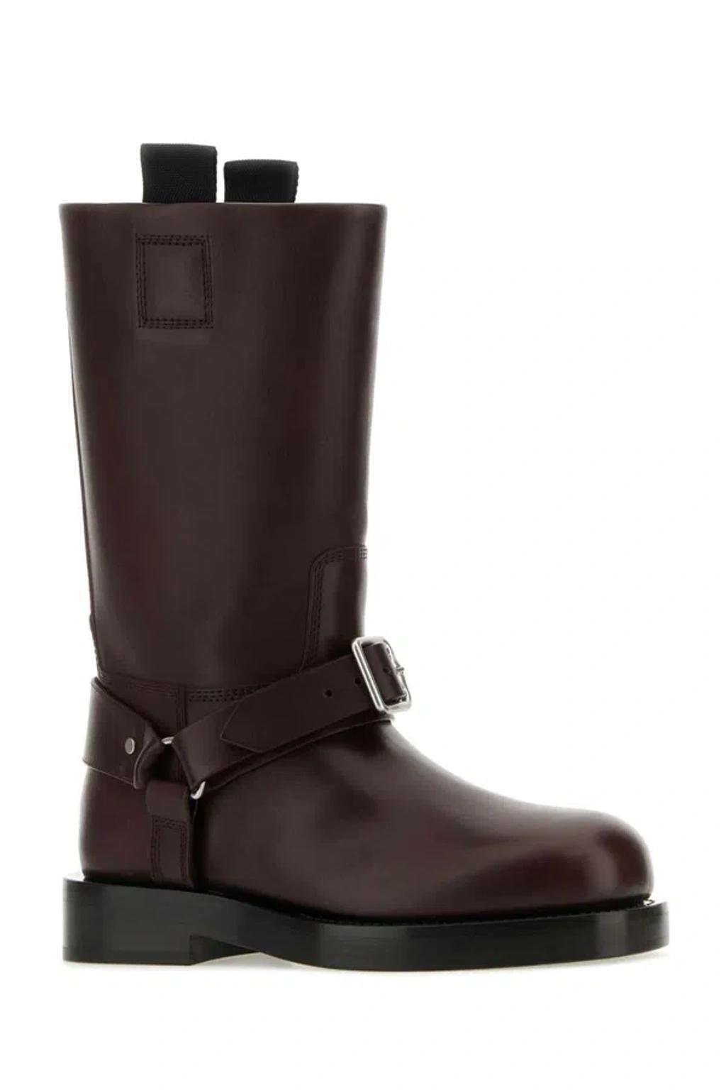 BURBERRY Saddle Ankle Boots In Purple Product Image