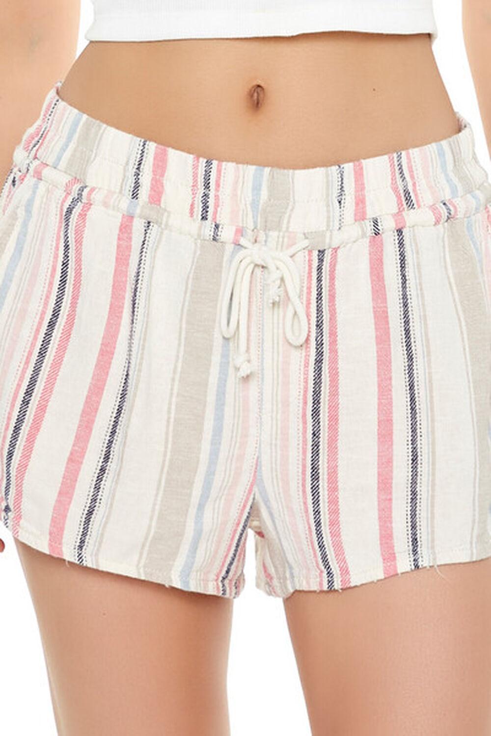 Linen-Blend Striped Shorts | Forever 21 Product Image