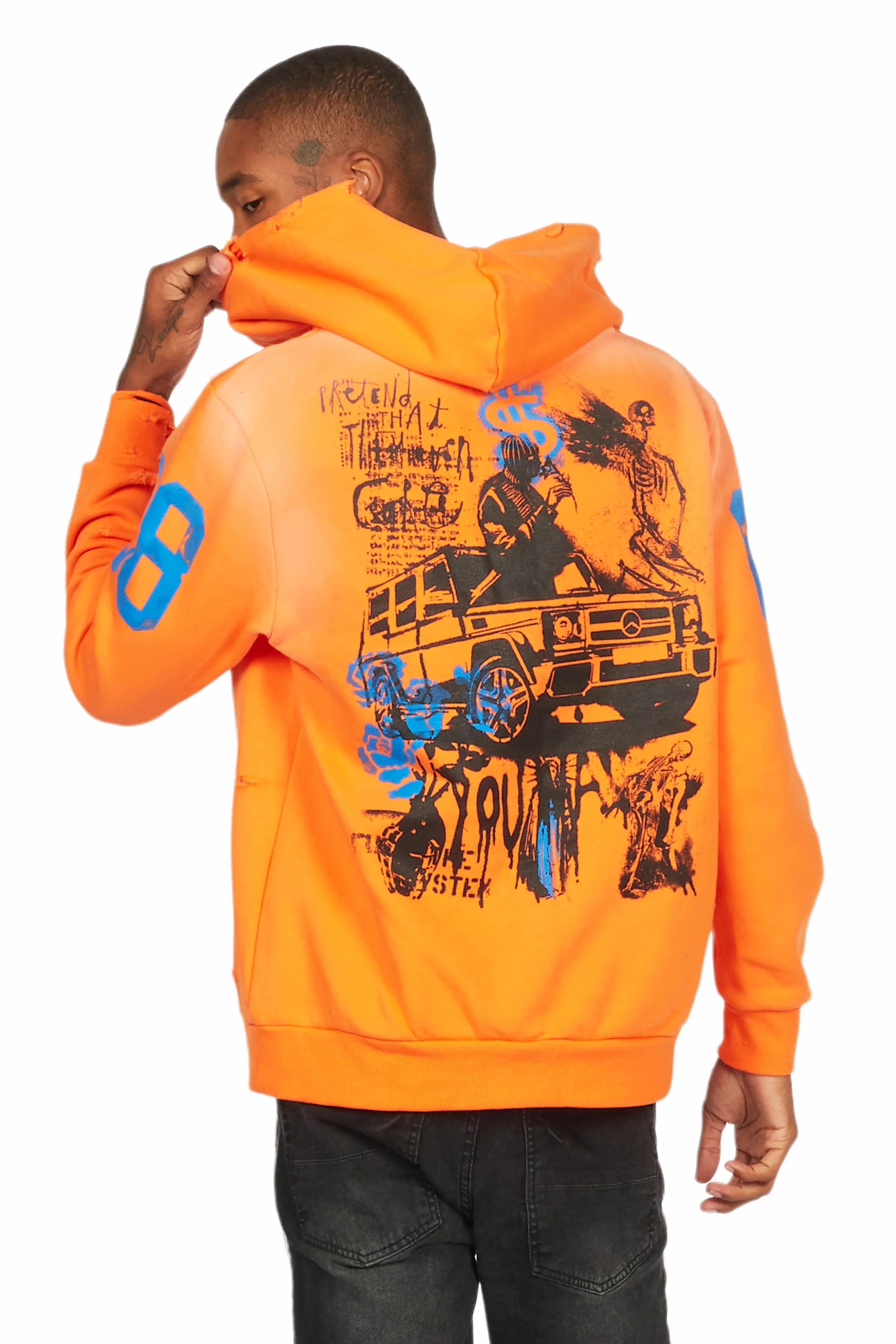 Grill Orange Graphic Hoodie Male Product Image