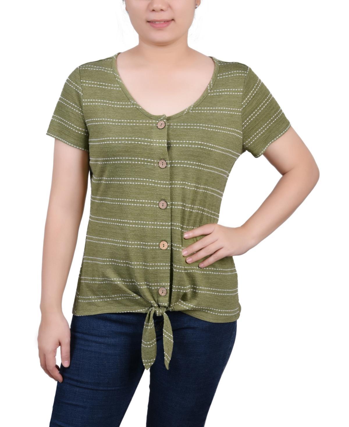 Women's Short Sleeve Tie Front Top Product Image