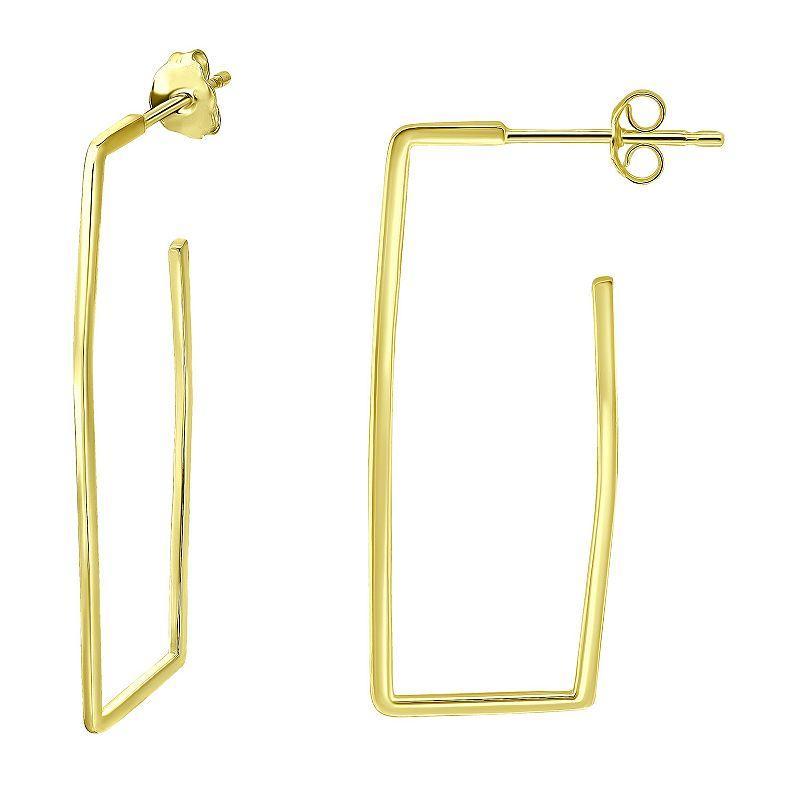 Aleure Precioso Sterling Silver Rectangle Hoop Earrings, Womens, Gold Tone Product Image