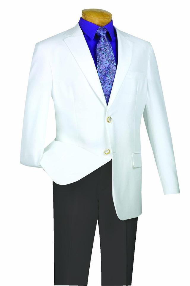 White Regular Fit 3 Button Blazer Product Image