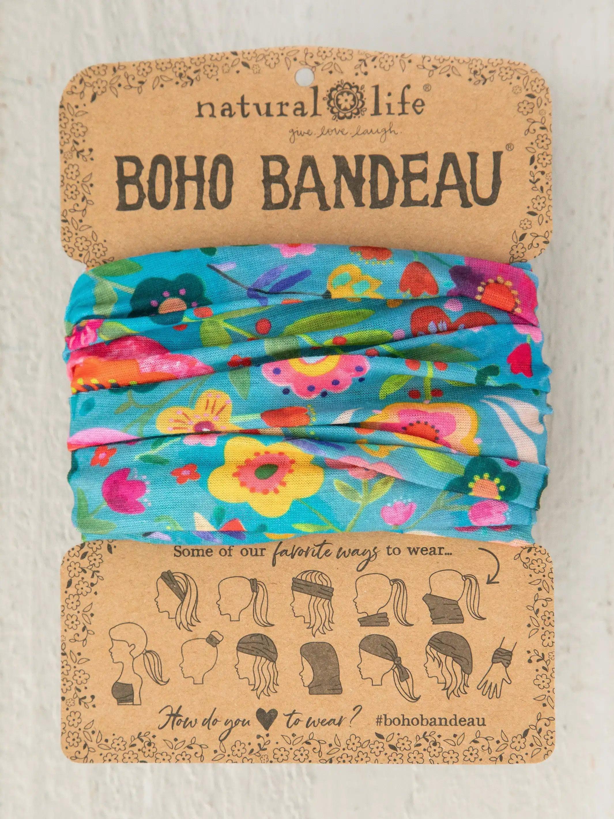 Full Boho Bandeau® Headband - Teal Folk Flower Product Image