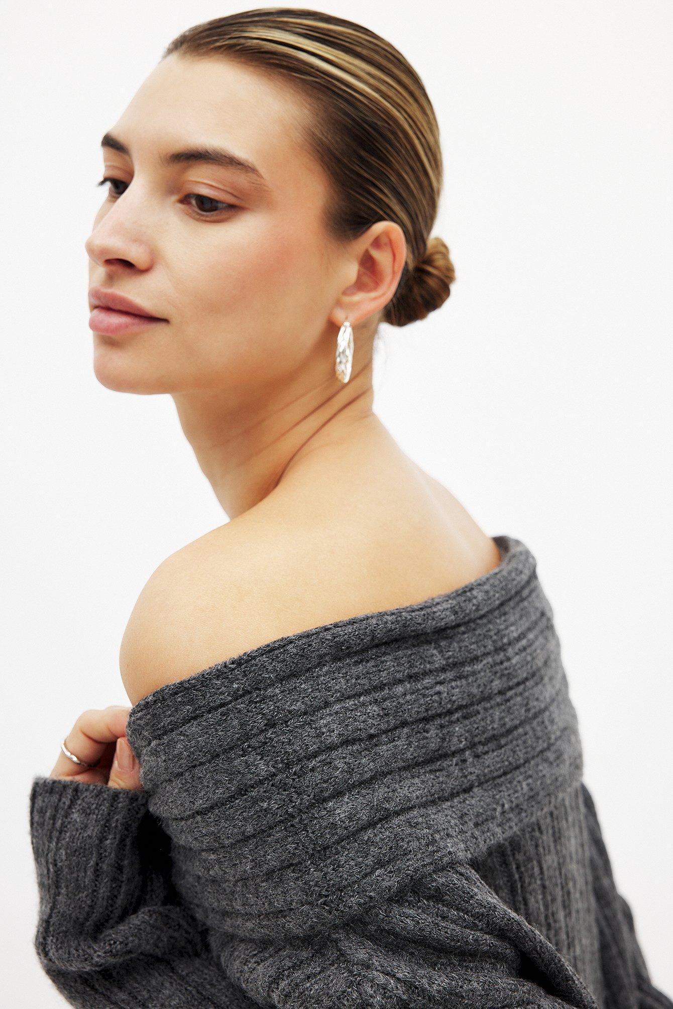 Knitted Off Shoulder Sweater Product Image