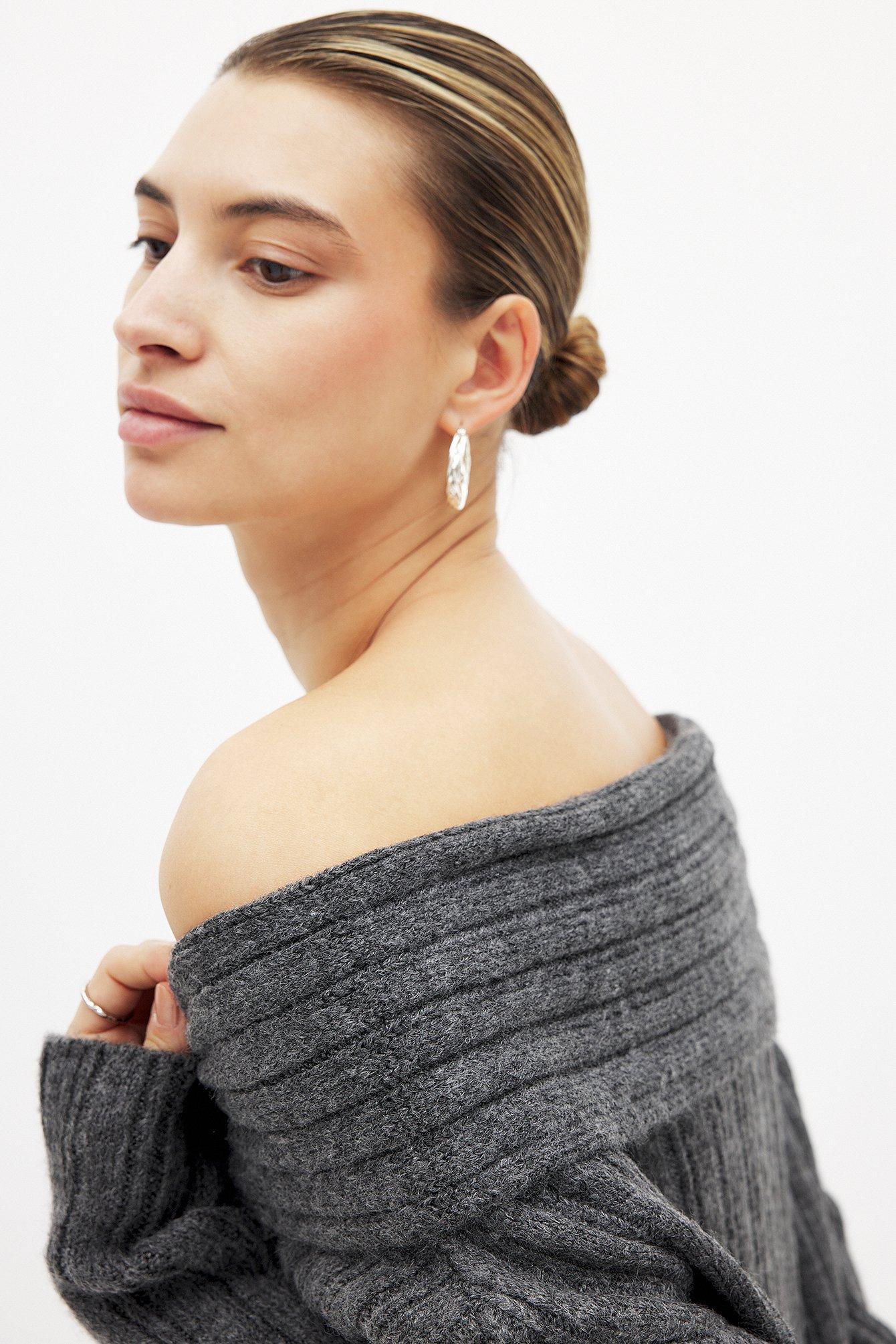 Knitted Off Shoulder Sweater Product Image