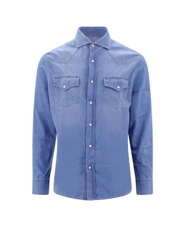 BRUNELLO CUCINELLI Shirts In Clear Blue Product Image