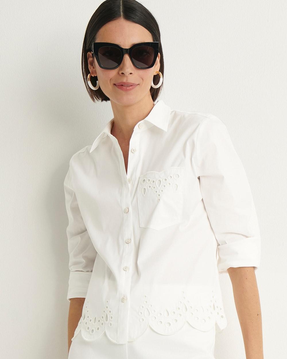 Poplin Eyelet Hem Shirt product image