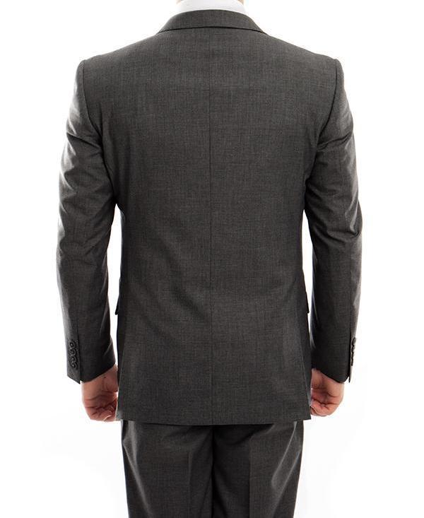 Arezzo Collection - 100% Wool Suit Modern Fit Italian Style 2 Piece in Dark Gray Product Image