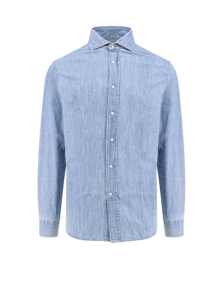 BRUNELLO CUCINELLI Long Sleeved Denim Shirt In Blue Product Image