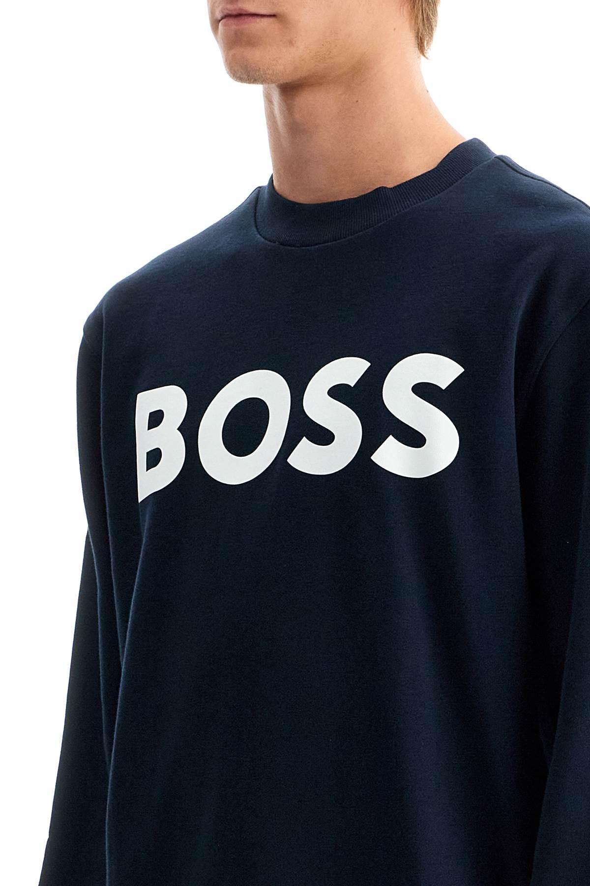 HUGO BOSS Logo Printed Crewneck Sweatshirt In Blue Product Image