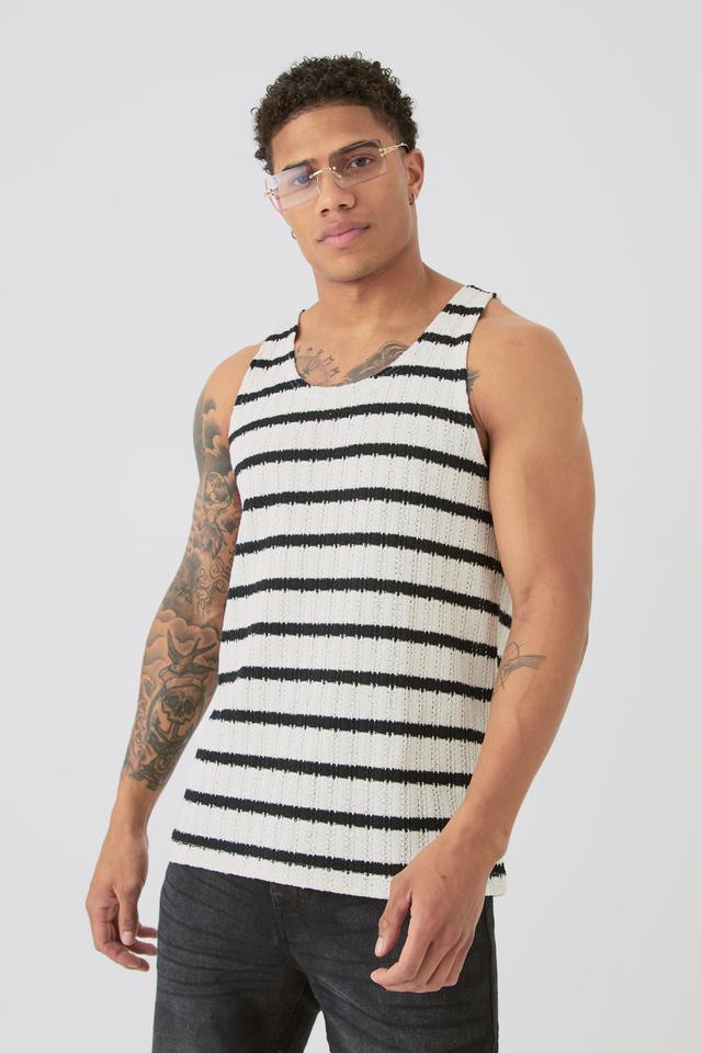 Textured Striped Vest | boohooMAN USA Product Image